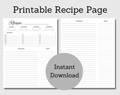 Blank Recipe Page / Recipe Card / Recipe Template