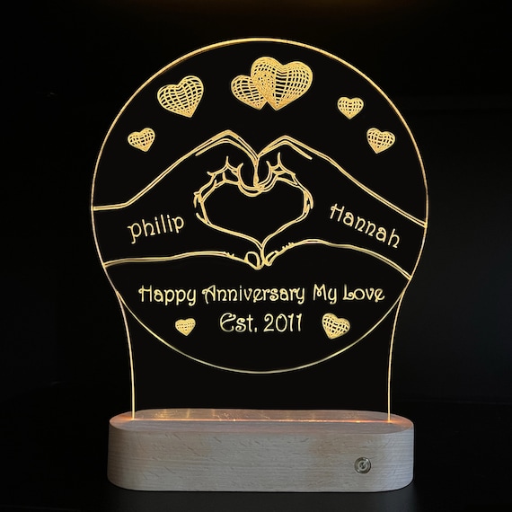 Romantic personalized Happy Anniversary Gift Lamp