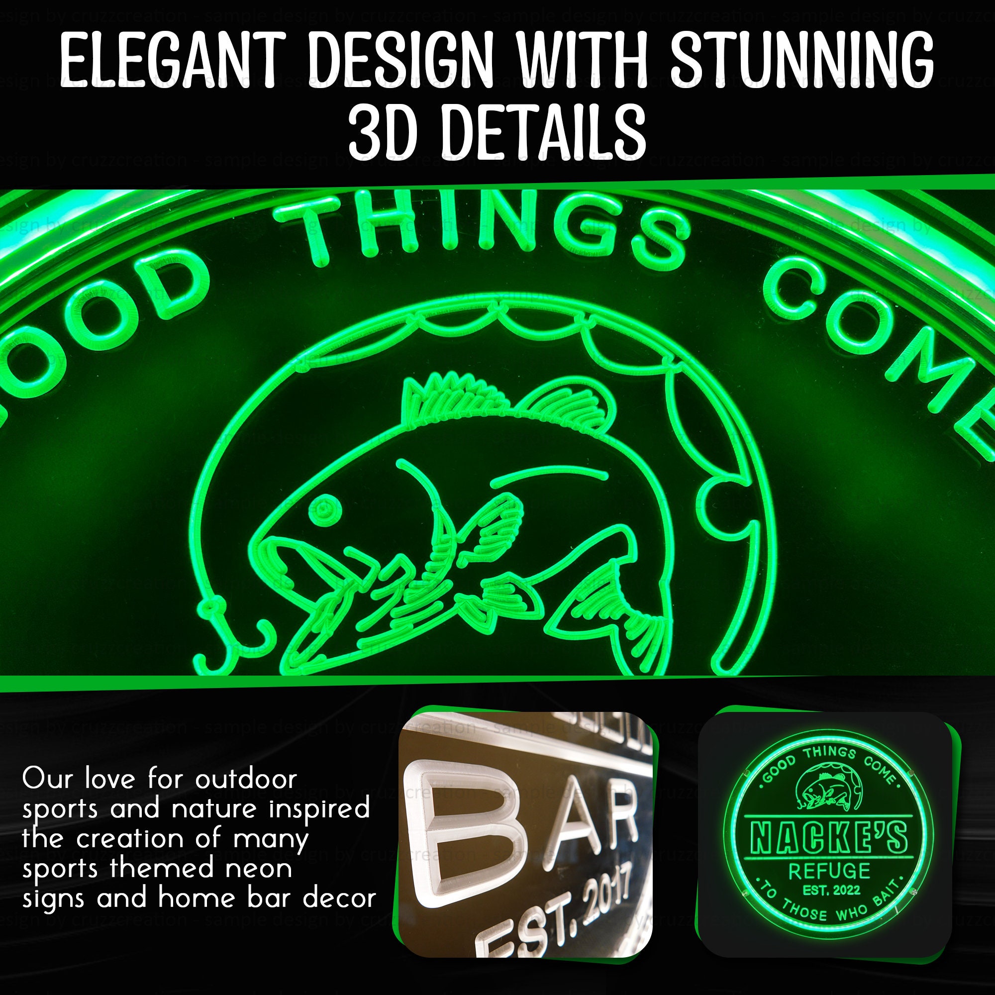 Personalized Fishing Gift LED Bar Sign Custom Bass Fishing Decor for ...