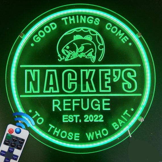 Personalized Fishing Gift LED Bar Sign Custom Bass Fishing Decor for Home  Bar Neon Fishing Signs Bar Decor LED Light Man Cave Gifts for Dad 