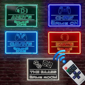 Personalized Game Neon Sign for Gaming Room Decor - Custom LED Neon Gaming Accessories for Gamer Room Lightup Video Game Sign 20"X14.5"