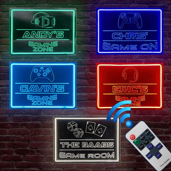 Personalized Game Neon Sign for Gaming Room Decor - Custom LED Neon Gaming Accessories for Gamer Room Lightup Video Game Sign 20"X14.5"