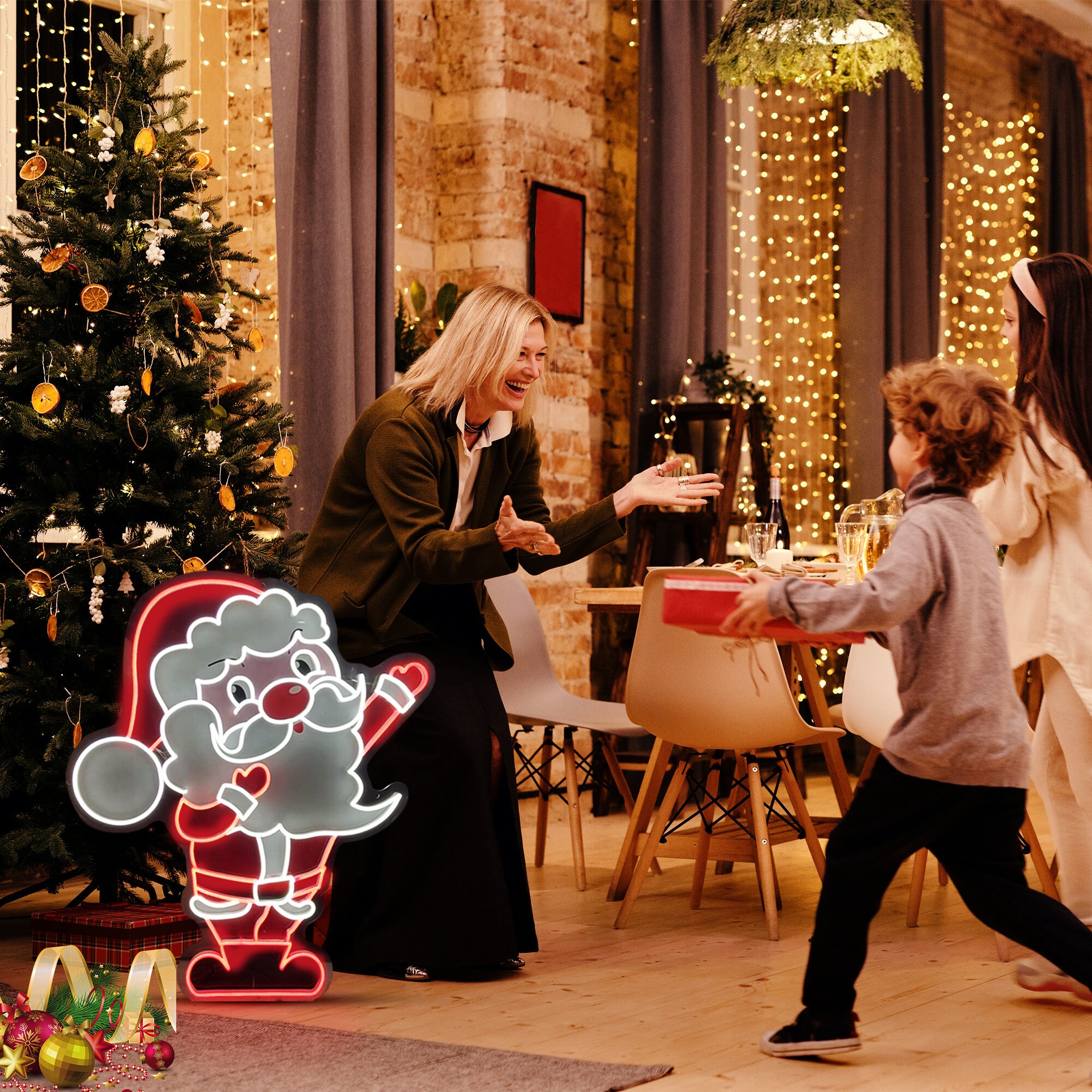 Snowman/santa LED Christmas Lights 3D UV Print Christmas Lights Decorations for Indoor/outdoor