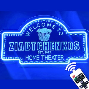 Custom Home Movie Theater Sign-Personalized Theater Signs for Home Movie Wall Decor- Light up Neon Movie Sign for Home Cinema Room Decor