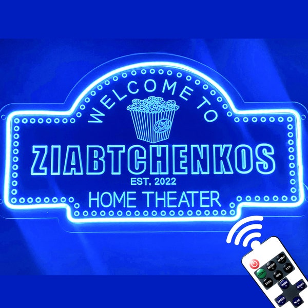 Custom Home Movie Theater Sign-Personalized Theater Signs for Home Movie Wall Decor- Light up Neon Movie Sign for Home Cinema Room Decor