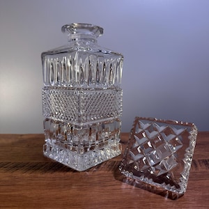 Vintage Bohemian Pressed Glass Decanter