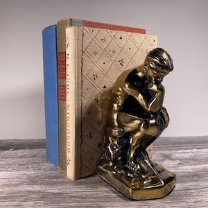 Vintage Rodan &#39;The Thinker&#39; Cast Metal Bookends