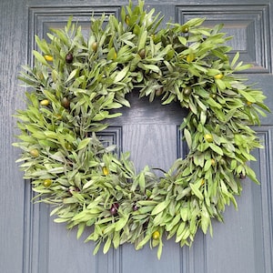 Olive Branch Wreath for Front Door, Year Round Greenery Wreath, Realistic Faux Olive Wreath, Classic Olive Wreath, Simple Everyday Wreath