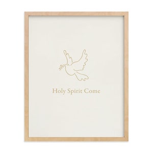Holy Spirit Come Modern Wall Art Print, Digital download Prints, Bible Verse Print, Line Drawing, Boho Wall art, Tan and White Minimal Art
