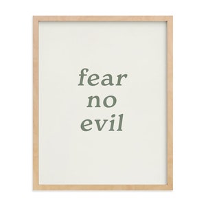 Fear No Evil Modern Wall Art Print Set of 2, Digital download Prints, Boho Wall art, Green and White Minimal Art