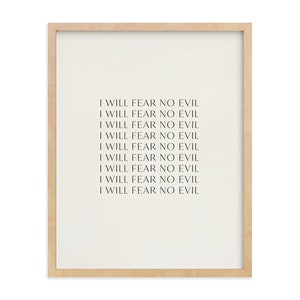 I Will Fear No Evil Modern Wall Art Print, Digital download Prints, Bible Verse Print, Boho Wall art, White and Black Minimal Art