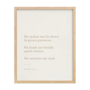 Psalm 23 Wall Art Print, Digital download Print, Bible Verse Print, Inspiration, Boho Wall art, Tan & White Minimal Art