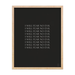 I Will Fear No Evil Modern Wall Art Print, Digital download Prints, Bible Verse Print, Boho Wall art, Black and White Minimal Art