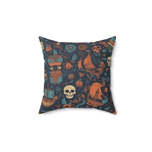 Pirate Themed Decorative Pillow | Adventure Awaits | Gift For Boy | Pirate Themed Room | Sea Theme Décor Pirate Lovers | Vacation Home Deco