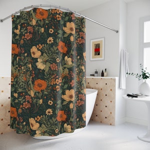 Cottagecore Shower Curtain Wildflowers Botanical Shower Curtain Cozy Bath Decor Floral Shower Curtain Botanical Bath Decor