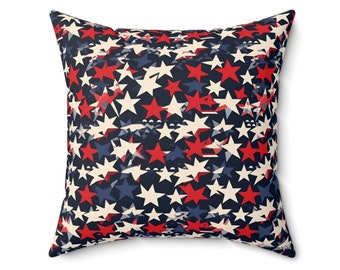 Independence Day Decorative Pillow | Celebrate July 4th with our Patriotic Red, White, and Blue Pillow | Stars and Stripes Design