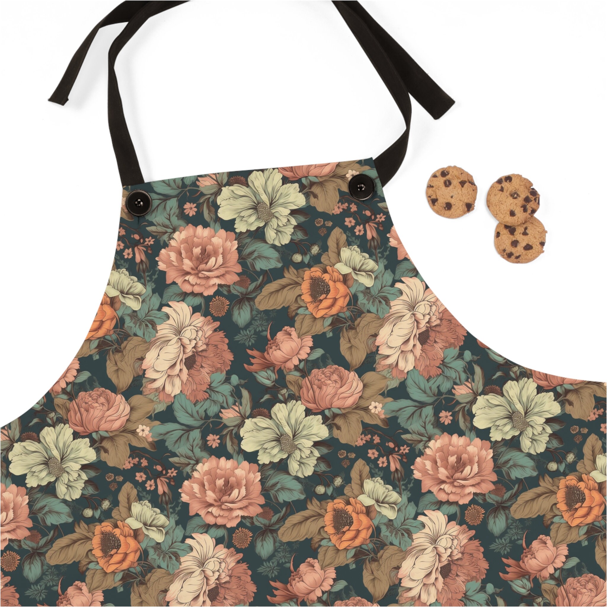 Chef Apron CMNIM Floral Aprons For Women With Pockets Flower Apron Cooking Apron Home Kitchen Spring Aprons For Women
