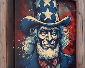 Uncle Sam in Red, White, and Blue: Artistic Wall Art Celebrating America!