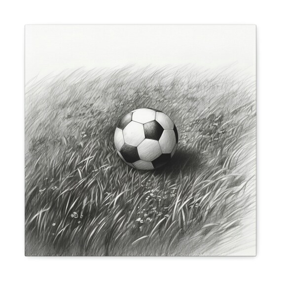 Soccer Ball football on Grass Pencil Sketch Wall Art Perfect for Sports  Enthusiasts & Boys' Bedrooms - Etsy