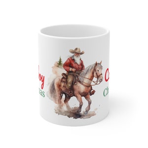 Cowboy Christmas Ceramic Mug Christmas Mug Cowboy Mug Horse Lover Gift Cowboy Santa Country Christmas Western Christmas Western Santa image 5