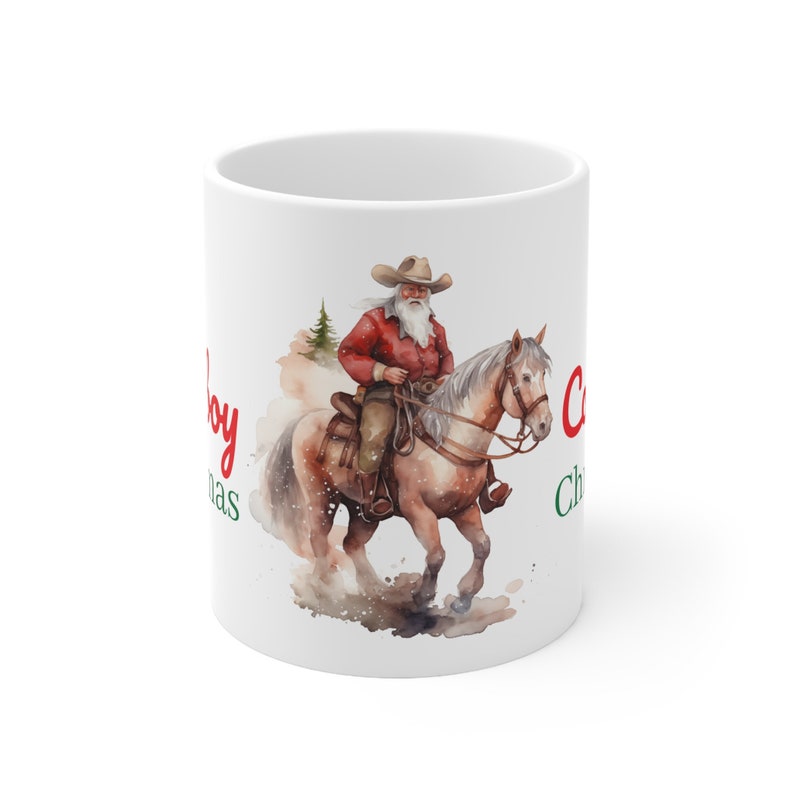 Cowboy Christmas Ceramic Mug Christmas Mug Cowboy Mug Horse Lover Gift Cowboy Santa Country Christmas Western Christmas Western Santa image 5