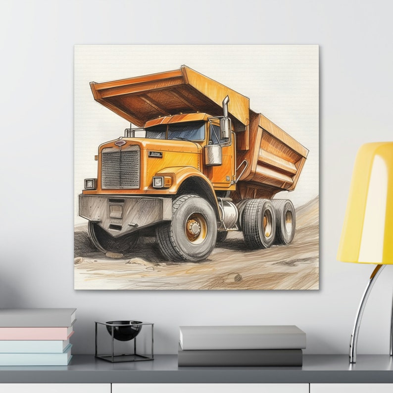 Colored Pencil Sketch of Cool Dump Truck Wall Art Boys Room - Etsy