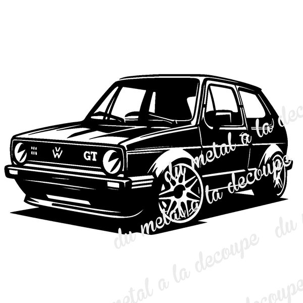 Volkswagen golf1 car  SVG PNG DXF laser and plasma cut files Silhouette