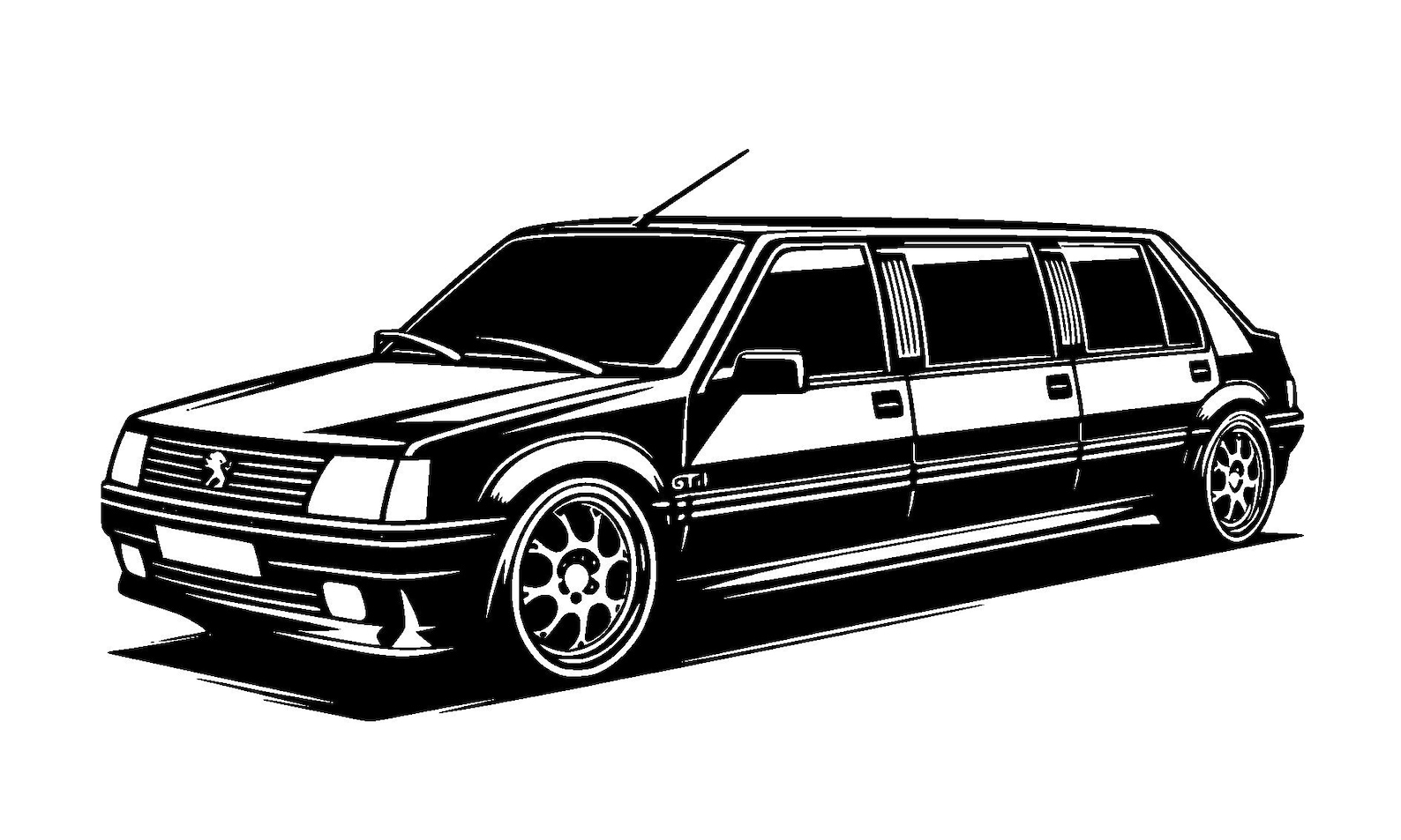 Peugeot 205-limousine French Car SVG PNG DXF Laser Engraving, Printing ...