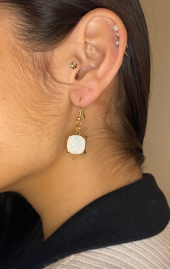 Stone Earrings With Gold Detail 