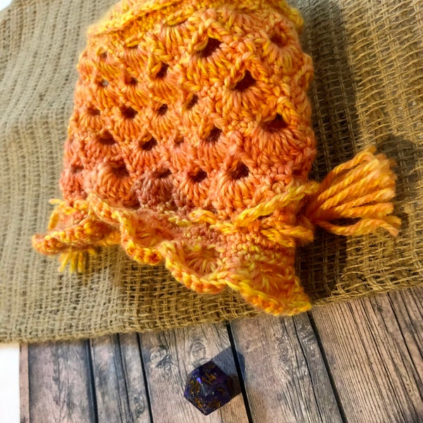 Crocheted Dungeons and Dragons Drawstring Dice Bag | Trinket Pouch | Dice Pouch | Gift for Table Top Gamers| Bag of Holding | DnD |