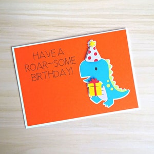 Dinosaur Birthday Card, Handmade Birthday Card, Kids birthday Card, Roar-some Birthday, Funny Birthday Card