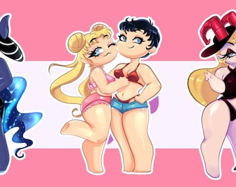 4" Sapphic Stickers - Sailor Moon, MLP, Hellaverse