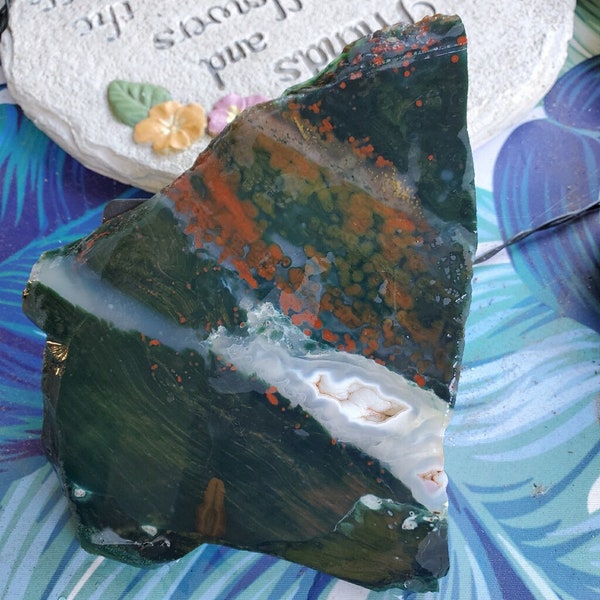 Large, rare and colorful Ocean Jasper slab. Very solid and highly agatized. Price reduced. Shipped free (domestic only) in a free gift box