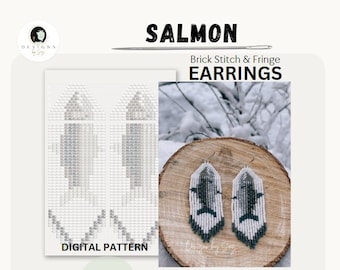 Salmon Earring Pattern, Miyuki Round Pattern, PDF Downloadable Pattern