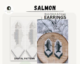 Salmon Earring Pattern, Miyuki Round Pattern, PDF Downloadable Pattern