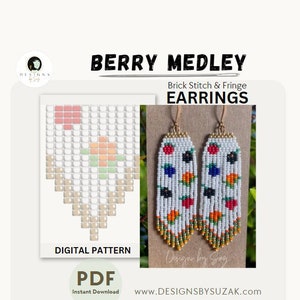 Arctic Berry Medley Earring Pattern, Miyuki Round Pattern, PDF Downloadable Pattern