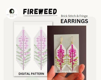 Fireweed Earring Pattern, Miyuki Round Pattern, PDF Downloadable Pattern
