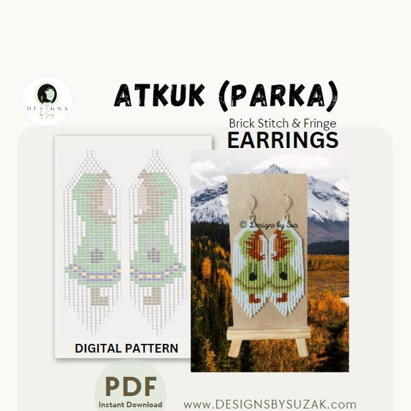 Atkuk Earring Pattern, Parka Earrings, Miyuki Round Pattern, PDF Downloadable Pattern