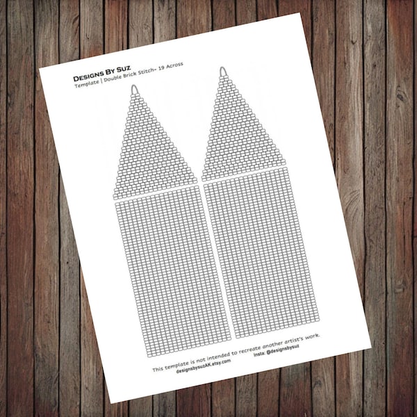 19 Across Double Brick Stitch, Beaded Earring Template, Bead Graph, PDF & PNG Downloadable