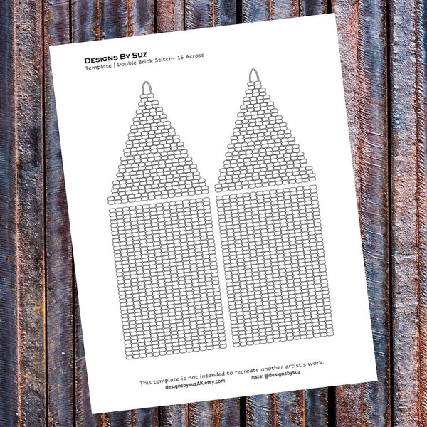15 Across Double Brick Stitch, Beaded Earring Template, Bead Graph, PDF & PNG Downloadable