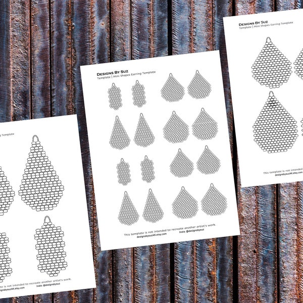 Mini Shapes Template, Beaded Earring Template, Bead Graph, PDF & PNG Downloadable