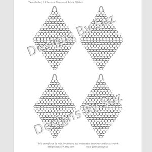 PDF & PNG Downloadable Bead Graph 11 Across Diamond Templates BUNDLE Beaded Earring Template