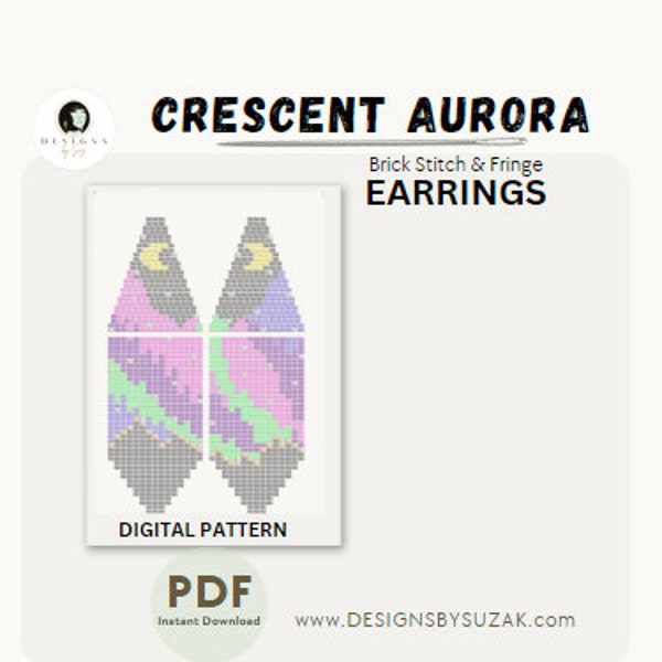 Crescent Aurora Earring Pattern, Miyuki Round Pattern, PDF Downloadable Pattern