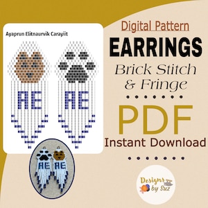 Carayiit Earring Pattern, Miyuki Delica Pattern, PDF Downloadable Pattern