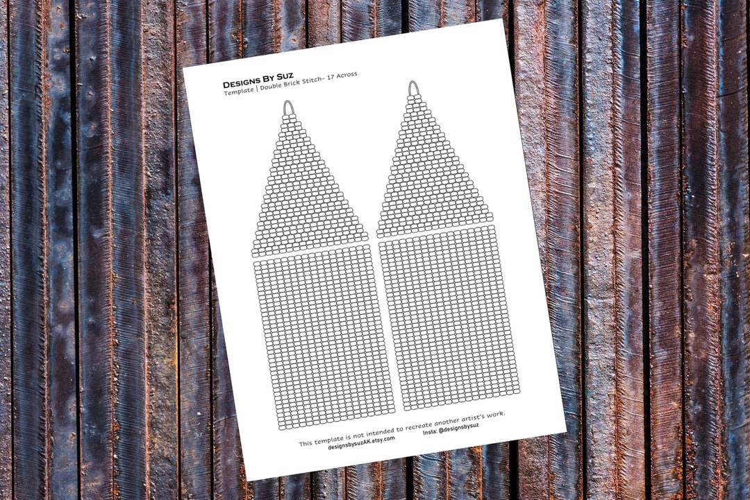 17 Across Double Brick Stitch, Beaded Earring Template, Bead Graph, PDF ...