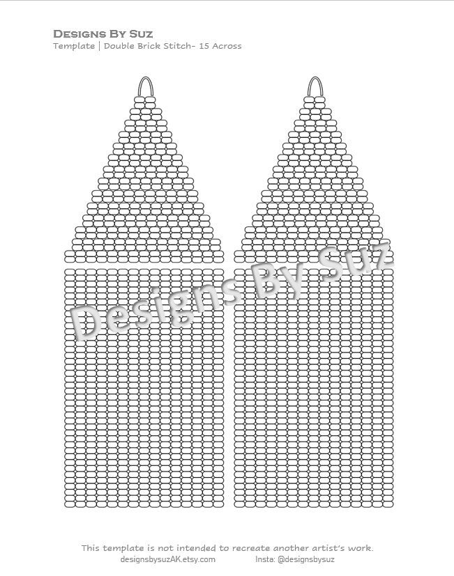 15 Across Double Brick Stitch, Beaded Earring Template, Bead Graph, PDF