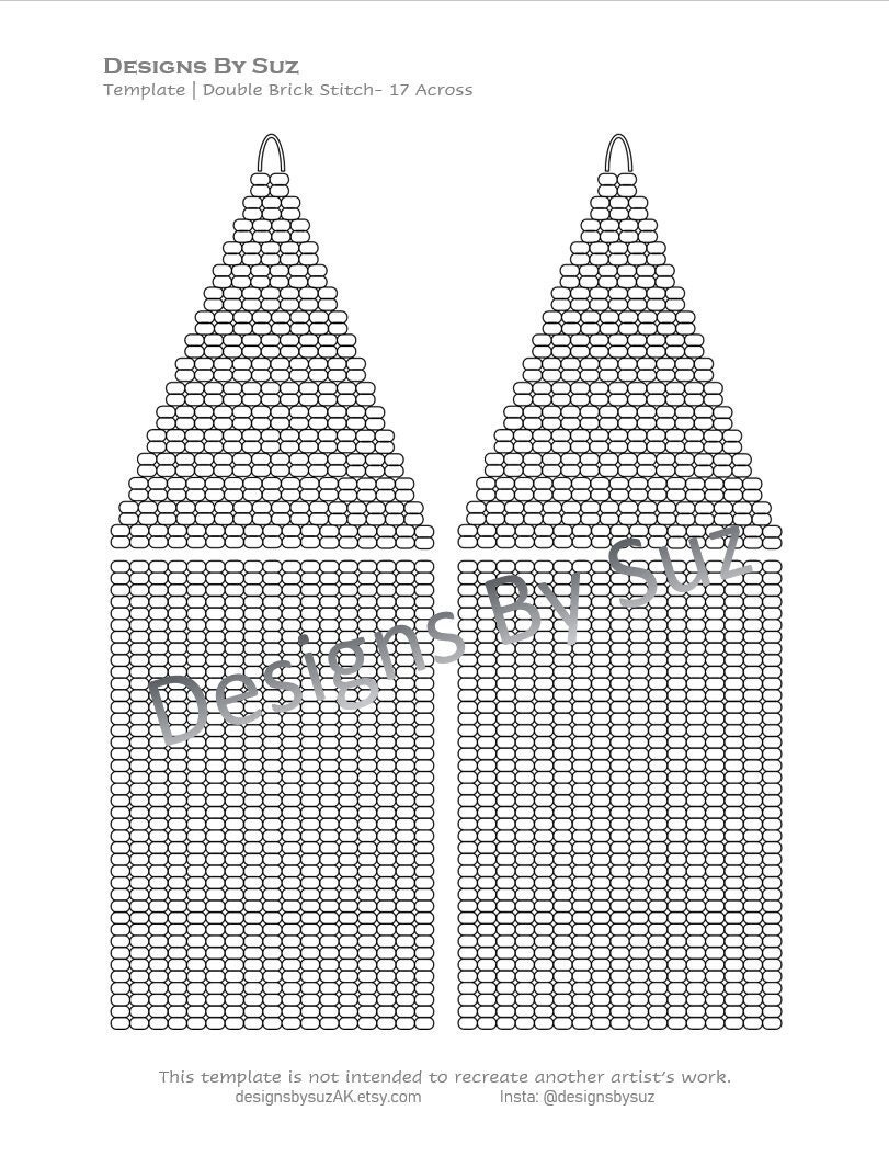 17 Across Double Brick Stitch Beaded Earring Template Bead - Etsy