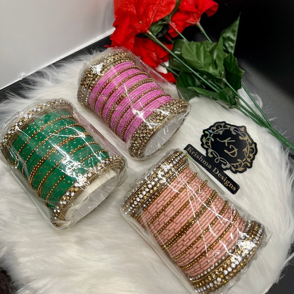 Traditional Indian Bollywood  Bangles Golden Antique Polki Kade Design Bangles Indian & Pakistani Wedding Bangle Set.Size 2.6, 2.8.