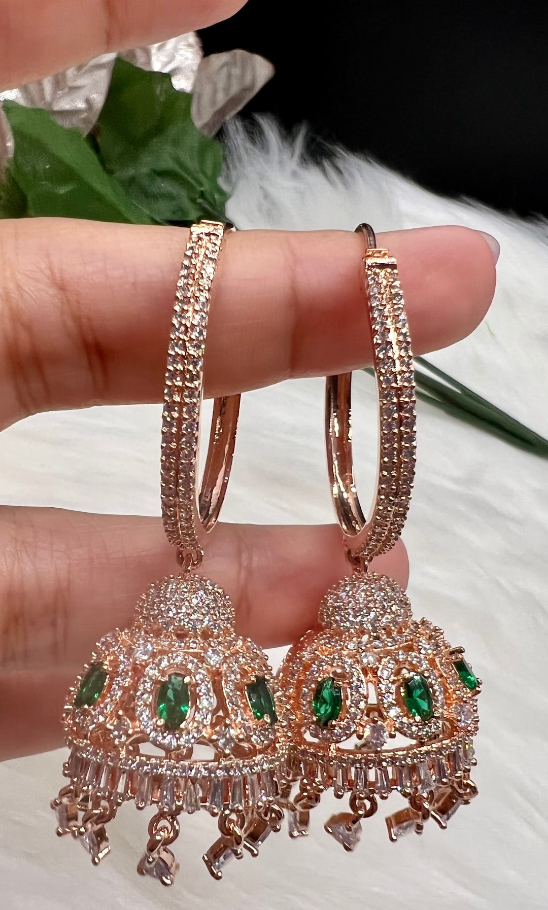 High End American Diamond (AD) Style Bali Jhumki Walliyan Jhumki