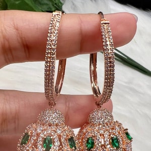 High End American Diamond (AD) style Bali Jhumki | Walliyan Jhumki | Jhumka | Perfect for Wedding , Party wear | Indian, Pakistani, Desi wed